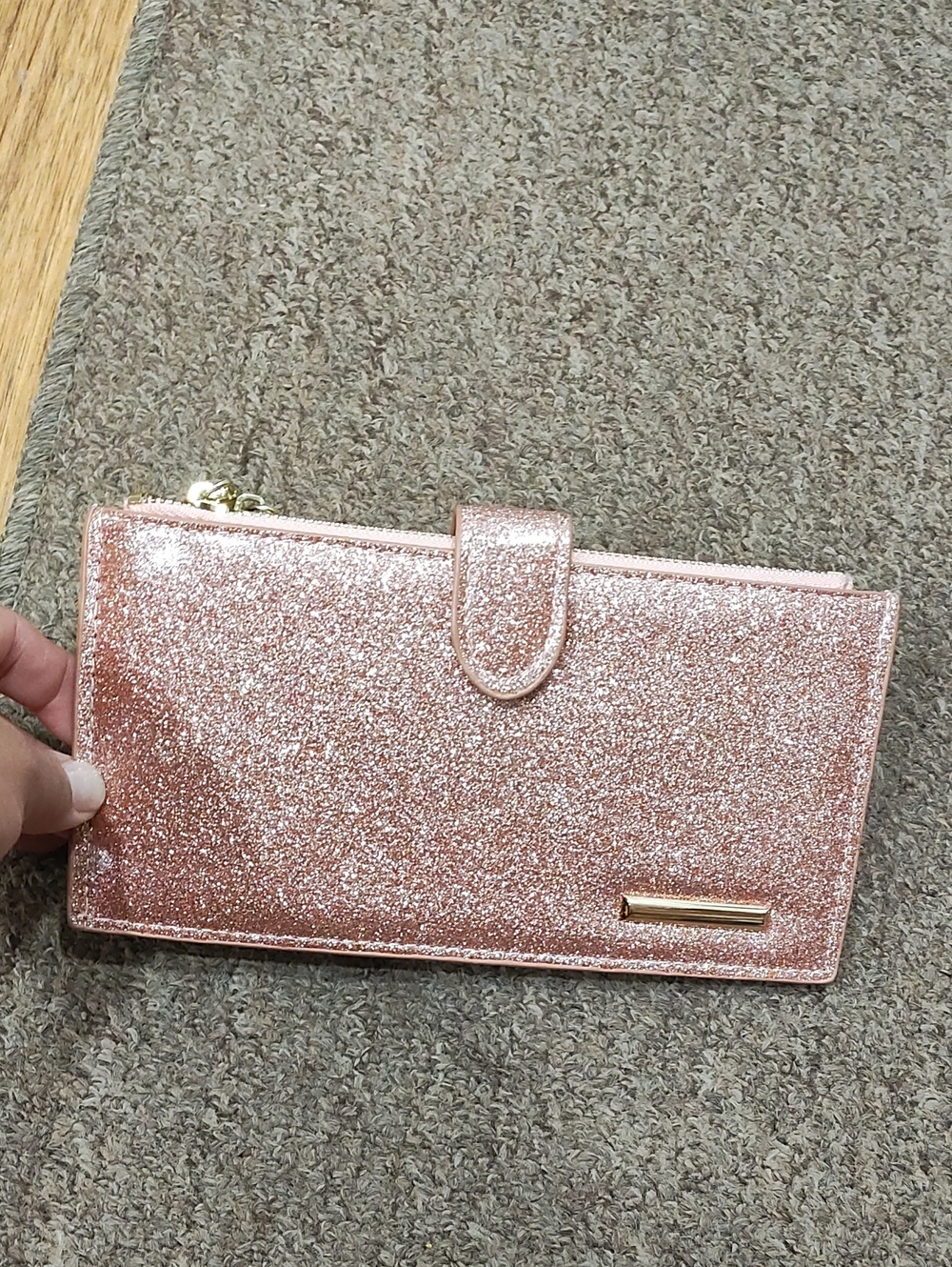 Source Unknown Rose Gold Glitter Wallet Clutch